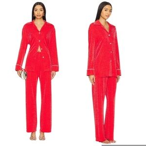 NWT Sleeper Saturn Lurex Pajama Set in Red Size S